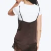 Satin Lace Top – Dark Brown Satin Lace Top – Dark Brown