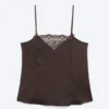 Satin Lace Top – Dark Brown Satin Lace Top – Dark Brown
