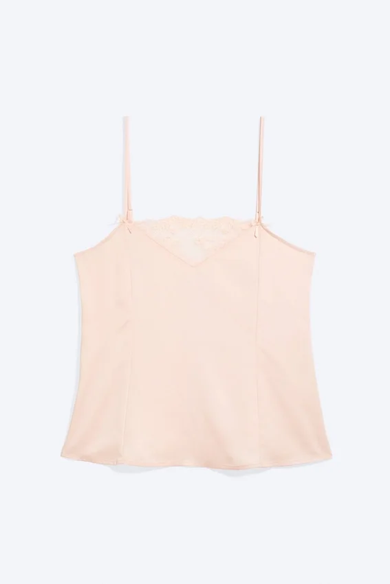 Satin Lace Top – Light Dusty Peach Satin Lace Top – Light Dusty Peach