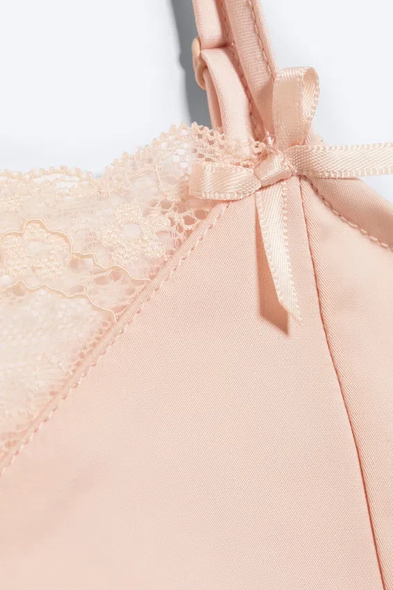 Satin Lace Top – Light Dusty Peach Satin Lace Top – Light Dusty Peach