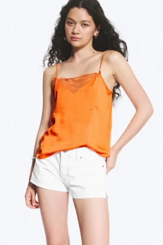 Satin Lace Top – Orange