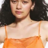 Satin Lace Top – Orange Satin Lace Top – Orange