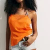 Satin Lace Top – Orange Satin Lace Top – Orange