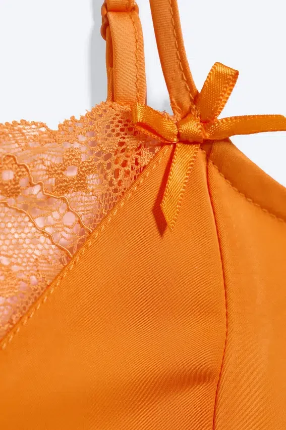Satin Lace Top – Orange Satin Lace Top – Orange