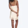 Satin Lace-Trim Slip-Dress – Light Dusty Beige Satin Lace-Trim Slip-Dress – Light Dusty Beige