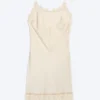 Satin Lace-Trim Slip-Dress – Light Dusty Beige Satin Lace-Trim Slip-Dress – Light Dusty Beige