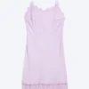 Satin Lace-Trim Slip-Dress – Light Lilac Satin Lace-Trim Slip-Dress – Light Lilac