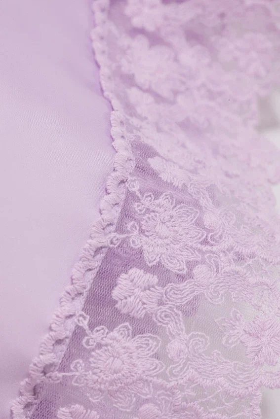 Satin Lace-Trim Slip-Dress – Light Lilac Satin Lace-Trim Slip-Dress – Light Lilac