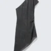 Satin One-Shoulder Mini Dress – Dark Grey Satin One-Shoulder Mini Dress – Dark Grey