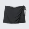 Satin Wrap Mini Skirt – Dark Grey Satin Wrap Mini Skirt – Dark Grey