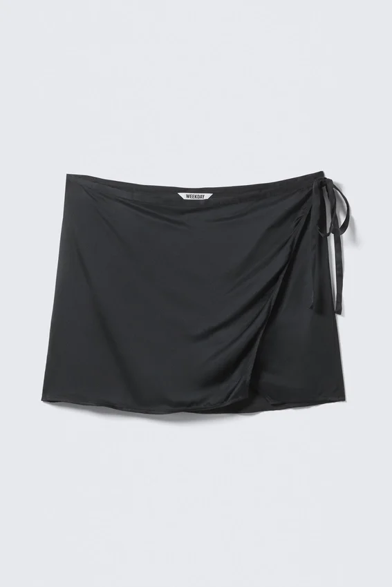 Satin Wrap Mini Skirt – Dark Grey Satin Wrap Mini Skirt – Dark Grey