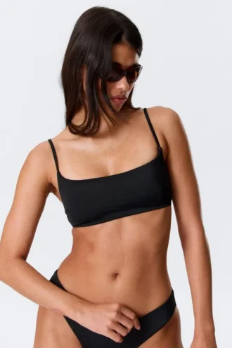 Scoop Neck Bikini Top – Black