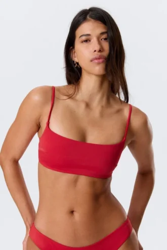 Scoop Neck Bikini Top – Bright Red
