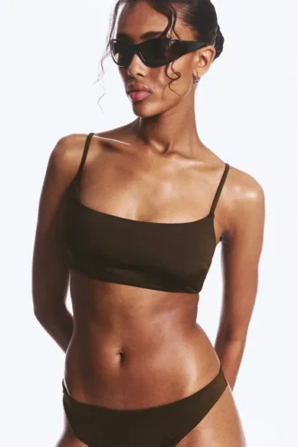Scoop Neck Bikini Top – Dark Brown