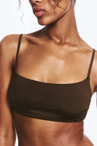 Scoop Neck Bikini Top – Dark Brown