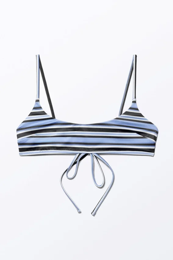 Scoop Neck Bikini Top – Striped Blue Scoop Neck Bikini Top – Striped Blue
