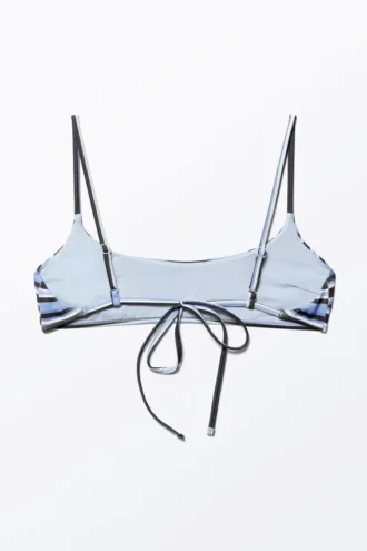 Scoop Neck Bikini Top – Striped Blue