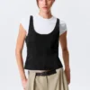 Scooped Leather Tank Top – Black Scooped Leather Tank Top – Black
