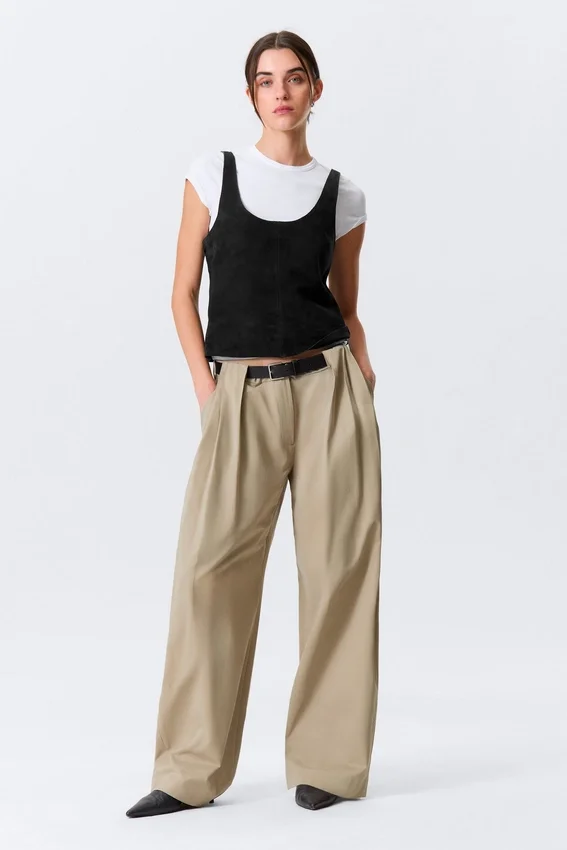 Scooped Leather Tank Top – Black Scooped Leather Tank Top – Black