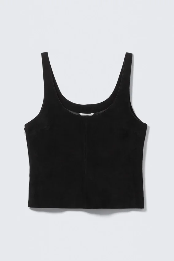Scooped Leather Tank Top – Black Scooped Leather Tank Top – Black