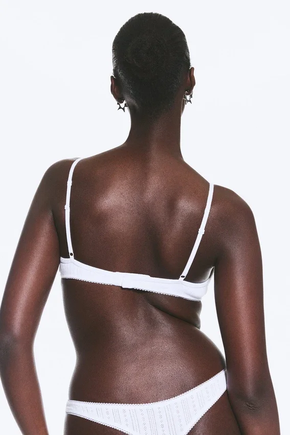 Scooped Pointelle Bralette – White Scooped Pointelle Bralette – White