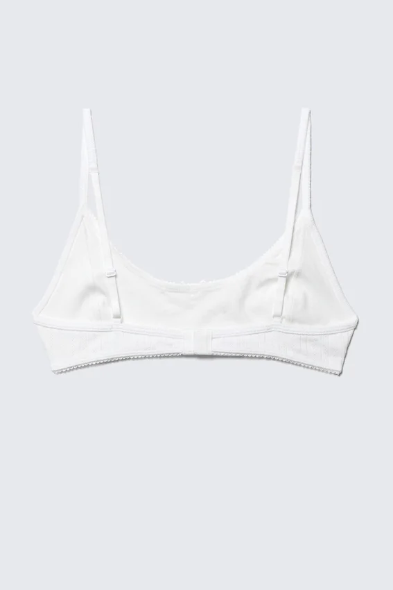 Scooped Pointelle Bralette – White Scooped Pointelle Bralette – White