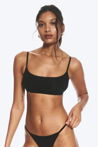 Scooped Soft Cotton Bra – Black