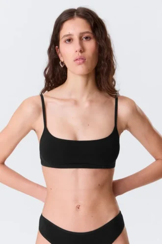 Scooped Soft Cotton Bra – Black