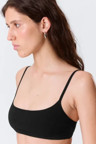 Scooped Soft Cotton Bra – Black