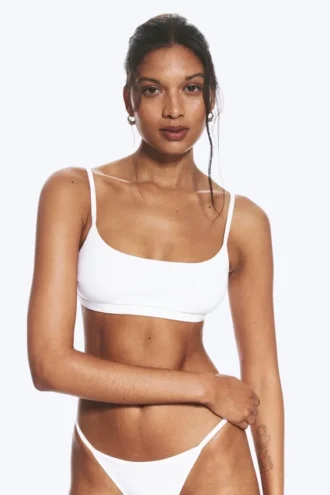 Scooped Soft Cotton Bra – White