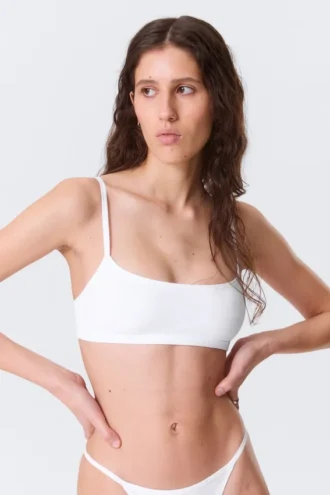 Scooped Soft Cotton Bra – White