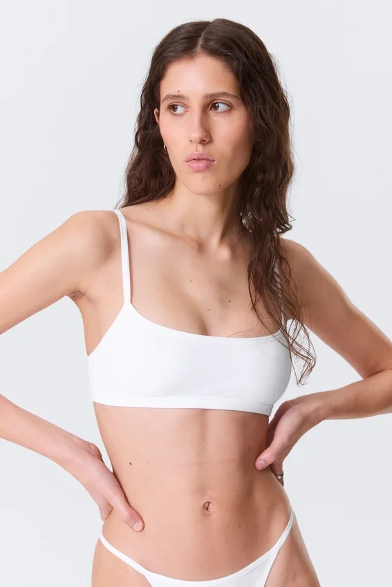 Scooped Soft Cotton Bra – White Scooped Soft Cotton Bra – White