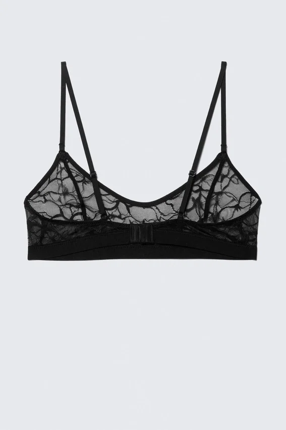 Scooped Swirly Lace Bra – Black Scooped Swirly Lace Bra – Black