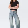 Scooped Waist Barrel Workwear Jeans – Hypnos Blue – Medium Blue Scooped Waist Barrel Workwear Jeans – Hypnos Blue – Medium Blue