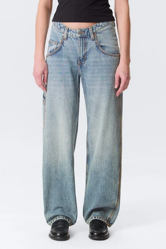 Scooped Waist Barrel Workwear Jeans – Hypnos Blue – Medium Blue Scooped Waist Barrel Workwear Jeans – Hypnos Blue – Medium Blue