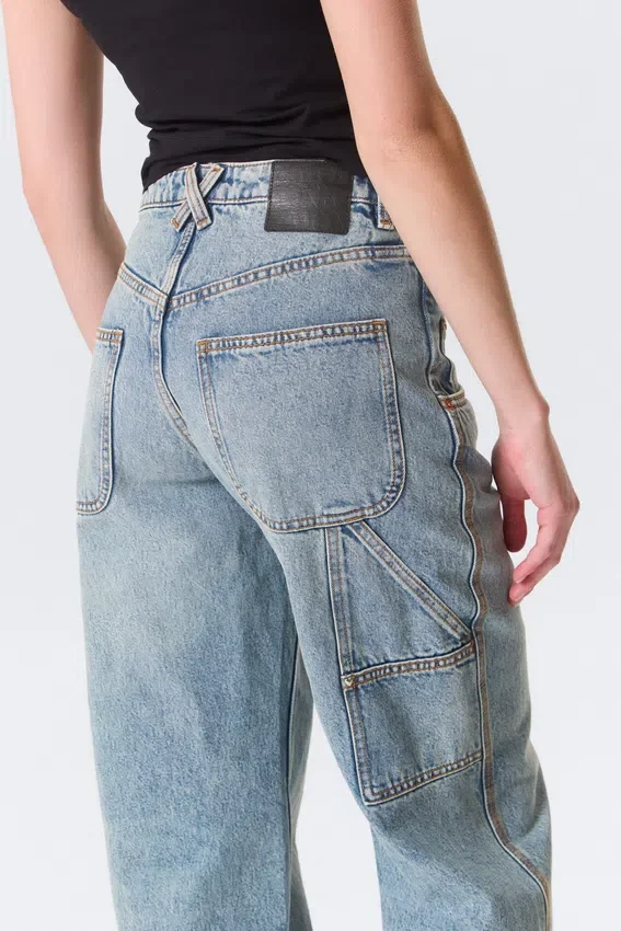 Scooped Waist Barrel Workwear Jeans – Hypnos Blue – Medium Blue Scooped Waist Barrel Workwear Jeans – Hypnos Blue – Medium Blue
