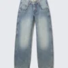 Scooped Waist Barrel Workwear Jeans – Hypnos Blue – Medium Blue Scooped Waist Barrel Workwear Jeans – Hypnos Blue – Medium Blue