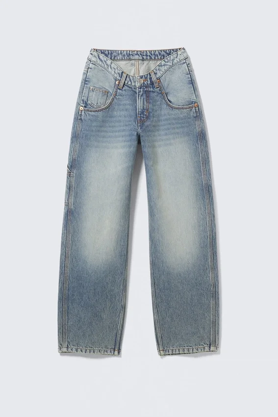 Scooped Waist Barrel Workwear Jeans – Hypnos Blue – Medium Blue Scooped Waist Barrel Workwear Jeans – Hypnos Blue – Medium Blue