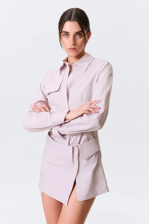 Sculpted Cotton Shirt Dress – Dusty Pink Sculpted Cotton Shirt Dress – Dusty Pink