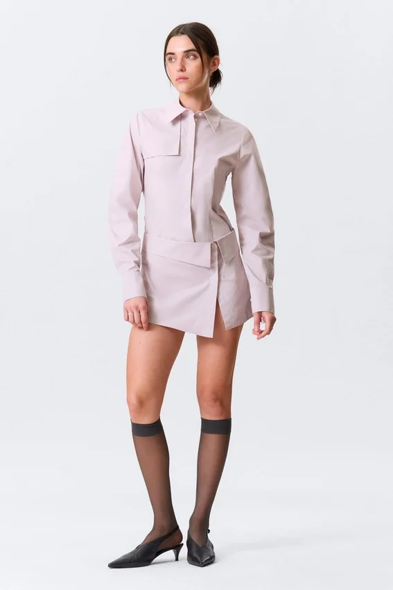Sculpted Cotton Shirt Dress – Dusty Pink Sculpted Cotton Shirt Dress – Dusty Pink