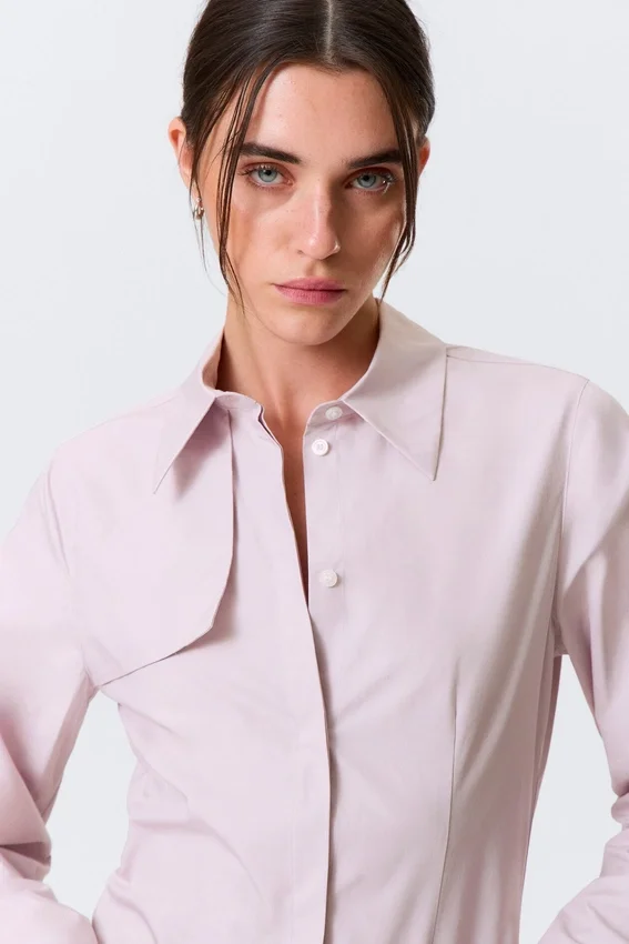 Sculpted Cotton Shirt Dress – Dusty Pink Sculpted Cotton Shirt Dress – Dusty Pink