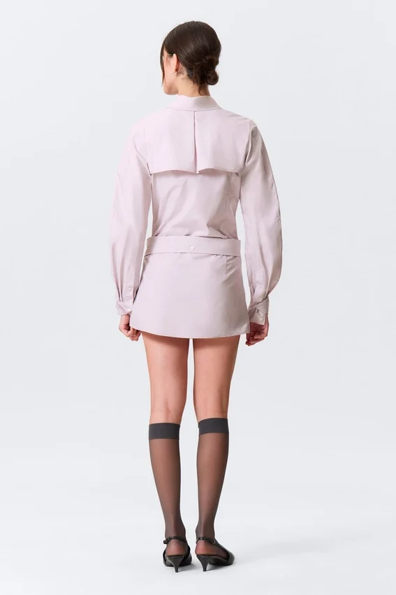 Sculpted Cotton Shirt Dress – Dusty Pink Sculpted Cotton Shirt Dress – Dusty Pink