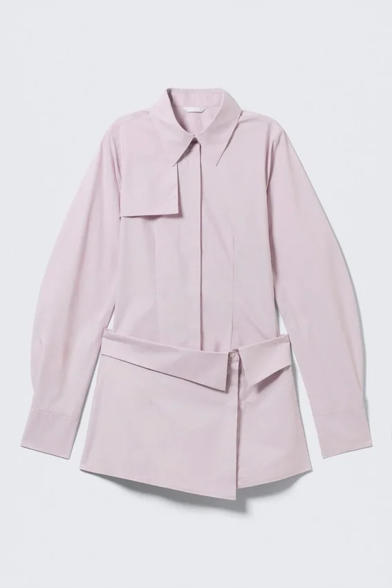 Sculpted Cotton Shirt Dress – Dusty Pink Sculpted Cotton Shirt Dress – Dusty Pink
