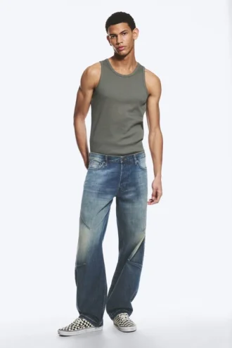 Sculpted Low Rise Loose Tapered Leg Jeans – Baltic Blue – Dark Blue Sculpted Low Rise Loose Tapered Leg Jeans – Baltic Blue – Dark Blue