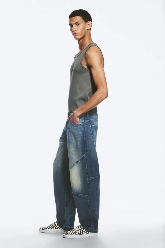 Sculpted Low Rise Loose Tapered Leg Jeans – Baltic Blue – Dark Blue Sculpted Low Rise Loose Tapered Leg Jeans – Baltic Blue – Dark Blue