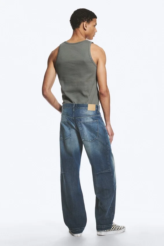 Sculpted Low Rise Loose Tapered Leg Jeans – Baltic Blue – Dark Blue Sculpted Low Rise Loose Tapered Leg Jeans – Baltic Blue – Dark Blue