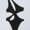 Sculptural Asymmetric Cut-Out Swimsuit – Dark Grey Sculptural Asymmetric Cut-Out Swimsuit – Dark Grey