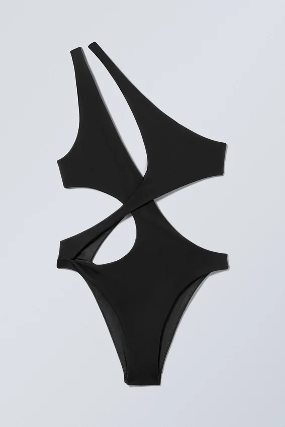 Sculptural Asymmetric Cut-Out Swimsuit – Dark Grey Sculptural Asymmetric Cut-Out Swimsuit – Dark Grey