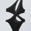 Sculptural Asymmetric Cut-Out Swimsuit – Dark Grey Sculptural Asymmetric Cut-Out Swimsuit – Dark Grey