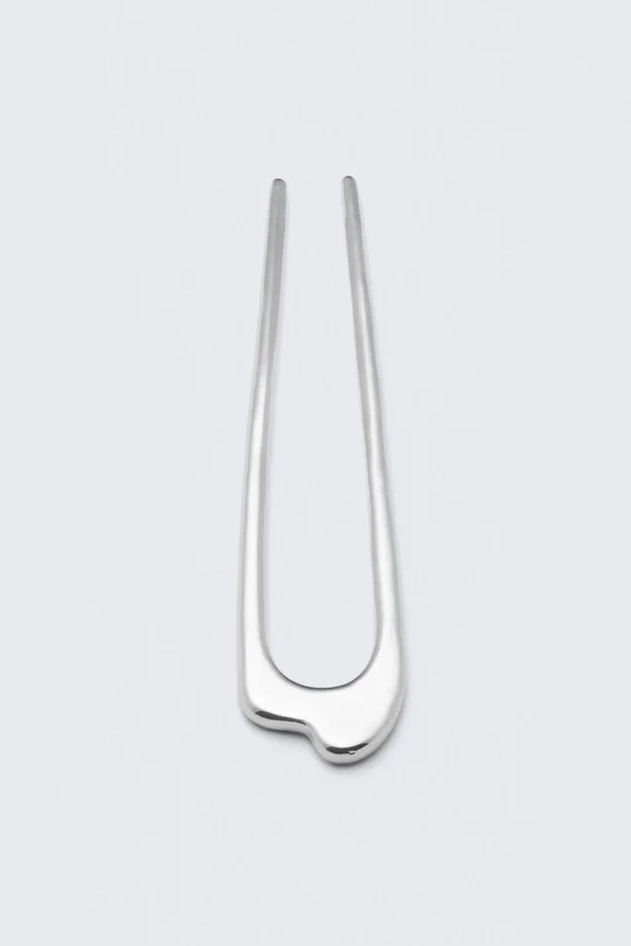 Sculptural Metal Hair Pin – Silver Grey Sculptural Metal Hair Pin – Silver Grey